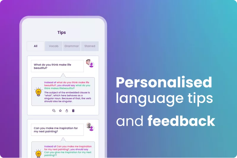 Personalised language tips